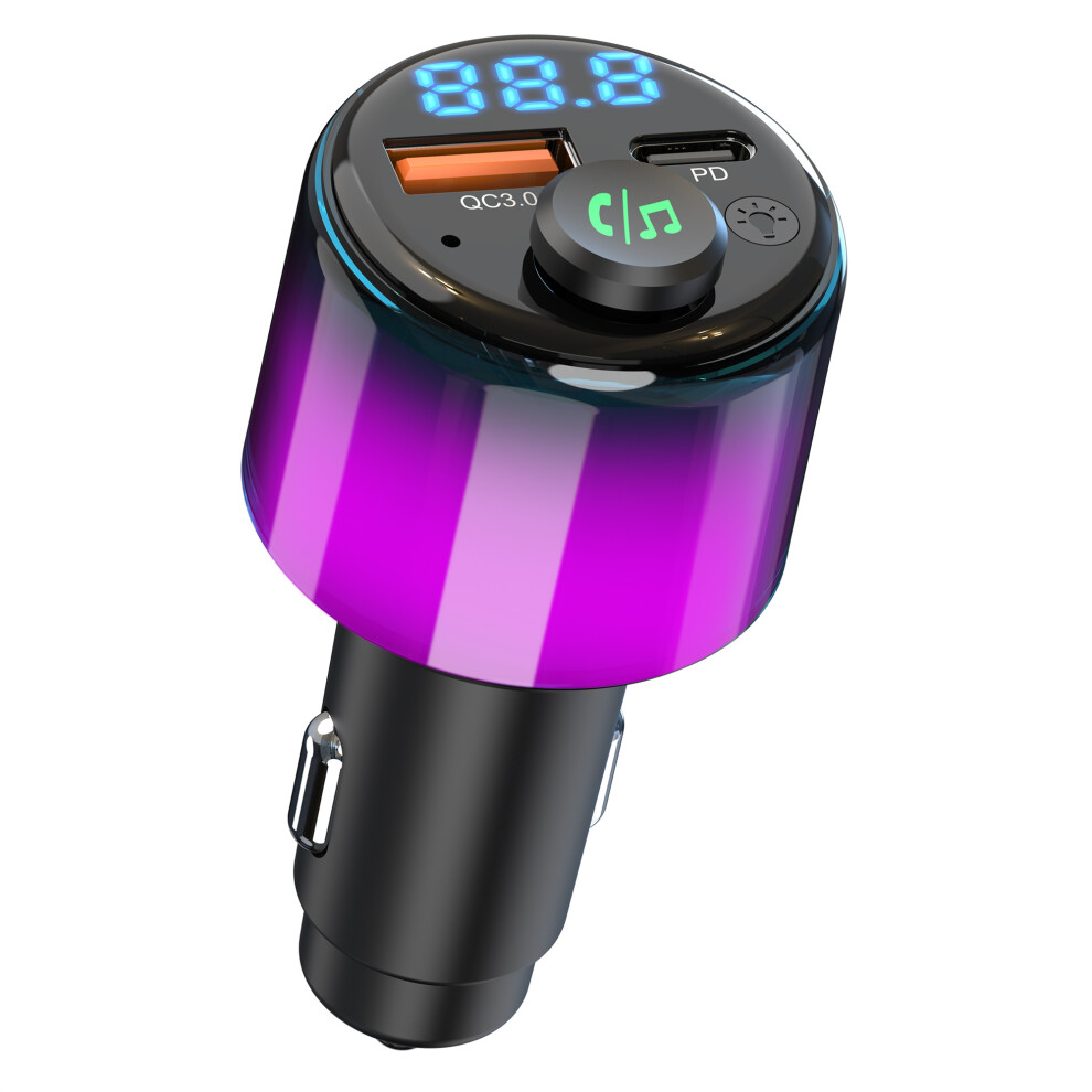 Bc90 Car Fm Mp3 Player Bluetooth-Compatible Transmitter Pd 30W + Qc 18W Fast Charging Charger With Ambient Light 6914284176075