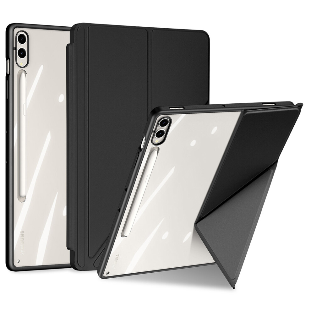 (Black) Dux Ducis Magi Series For Samsung Galaxy Tab S10+ S9+ S9 Fe+ Case Origami Stand Leather+Pc+Tpu Clear Back Cover Black 6914284565428