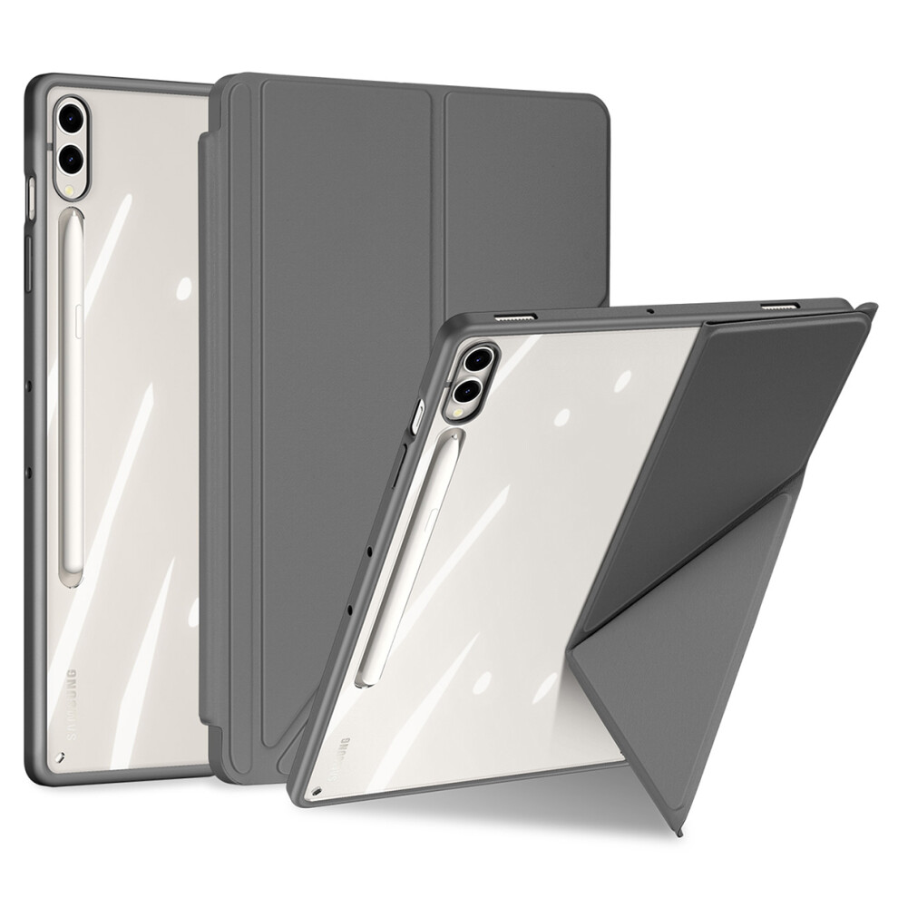 (Grey) Dux Ducis Magi Series For Samsung Galaxy Tab S10+ S9+ S9 Fe+ Case Origami Stand Leather+Pc+Tpu Clear Back Cover Grey 6914283752744