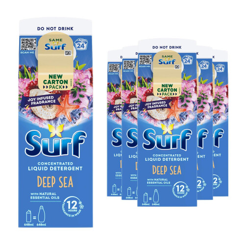 Surf (Deep Sea) Surf Laundry Liquid Detergent 24 Washes 648ml, 6 Pack