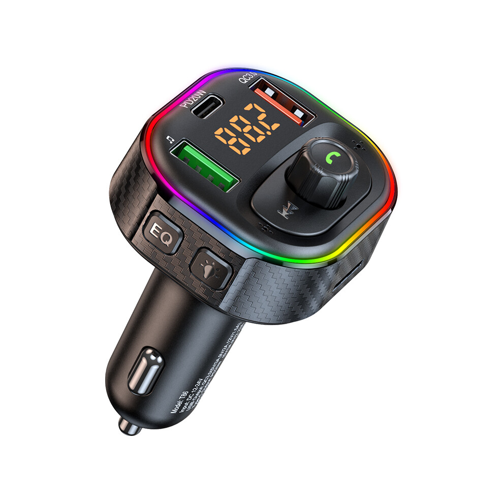 T86 Qc3.0 Pd Car Charger Bluetooth-Compatible Mp3 Player Fm Transmitter Cigarette Lighter Charger Support U Disk Tf Card 6914280255767
