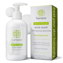 Humane benzoylperoxide Acne Body Wash - 10% maximaal krachtige gezichtshuid kont en rug acne behandeling - 8 fl oz - dermatoloog -geteste niet -foami