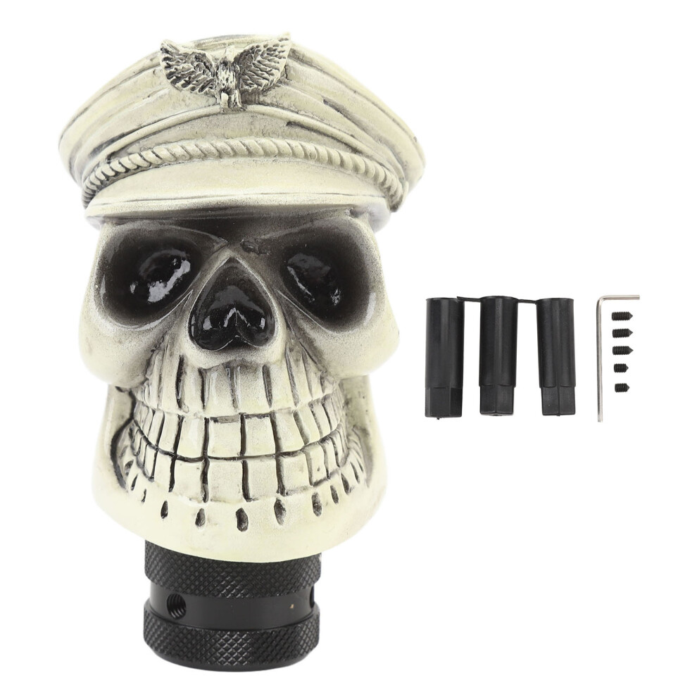 Skull Head Gear Shift Knob With 3 Adapters Resin Beige 8320539815060