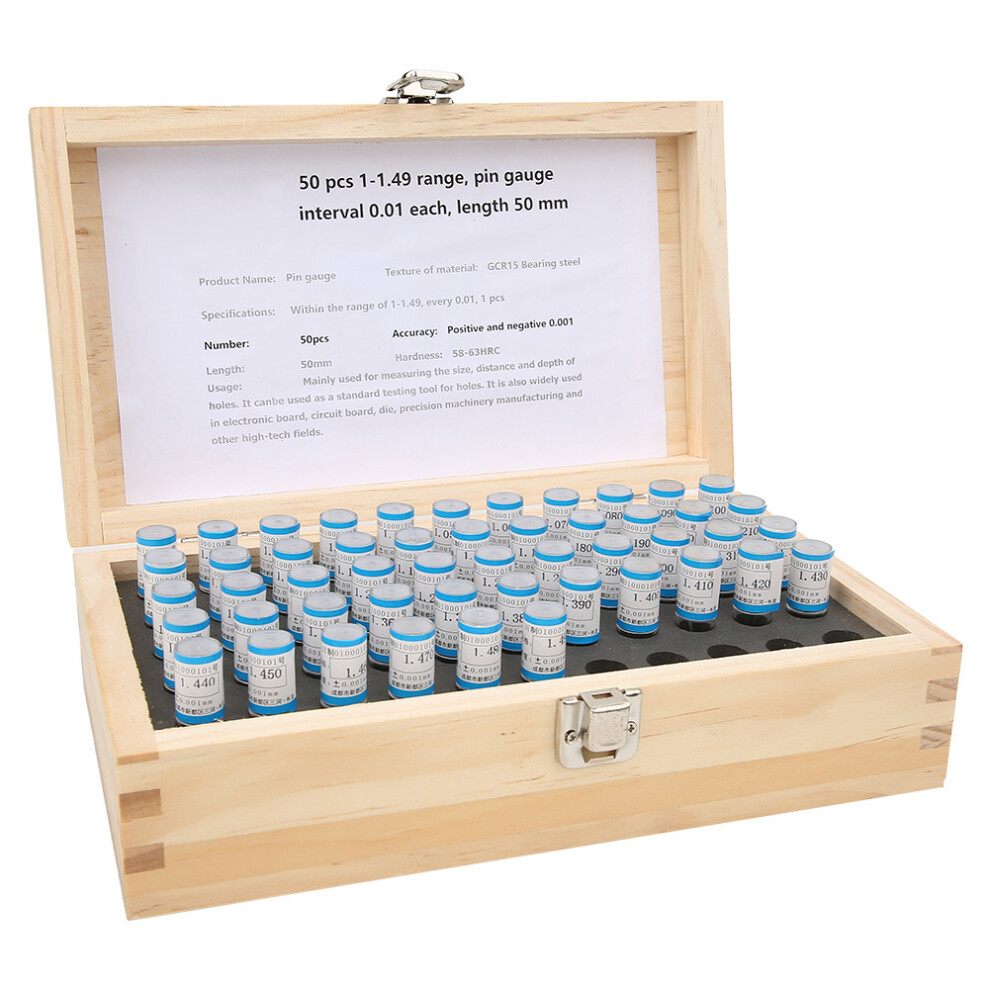 50pcs 1-1.49mm Plug Pin Gage Set 0.001mm Tolerance
