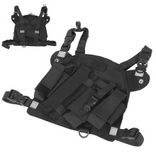 Walkie Talkie Chest Pouch Bag | Canvas Tactical Vest with Shoulder Straps in Black, Jungle & Camouflage