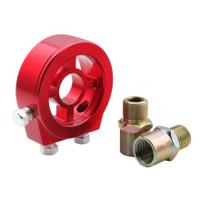 Universal Auto-Ölfilterkühler Sandwichplattenadapter Rot Aluminium 8x7,9x3cm