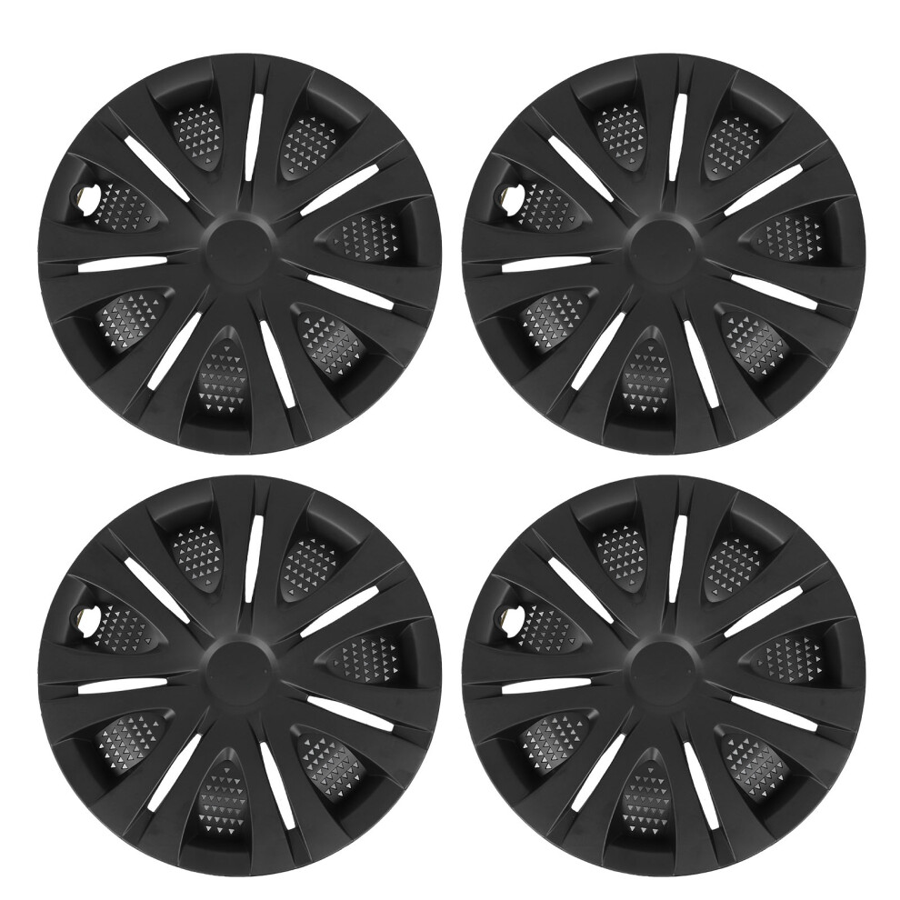 4Pcs 13In Wheel Hub Cap Matte Snap On Long Black 8320539820309