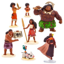 Disney Store Official Deluxe Figurine Play Set - Moana 2-7 Helt skulpterade Disney-karaktrer: Moana Simea Maui Pua med HEI HEI Matangi Loto och
