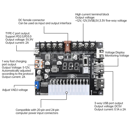 ATX-nätadapter med digital display 2