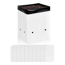 Pachet de 50 de saci de creștere de 5 galoane, recipiente alb-negru