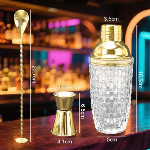 Σέικερ για κοκτέιλ 400 ml από ανοξείδωτο ατσάλι με σχέδιο από γυαλί 1
