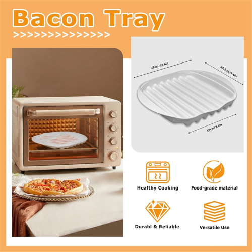 Microwave Bacon Tray with Lid Plastic Bacon Cooker 2