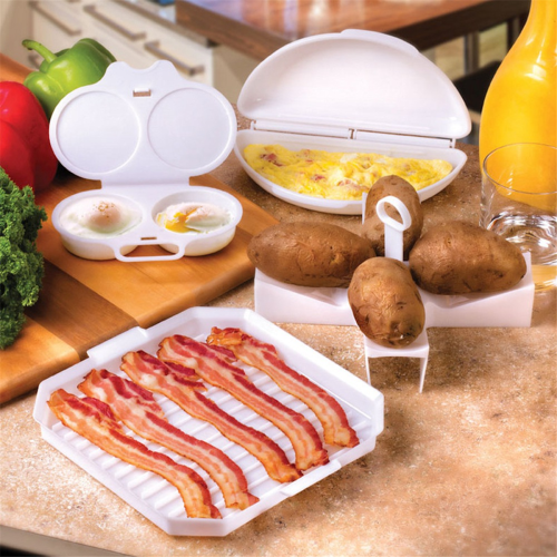 Ensemble de cuisson pour micro-ondes 4 pièces avec plaque de cuisson pour bacon 1