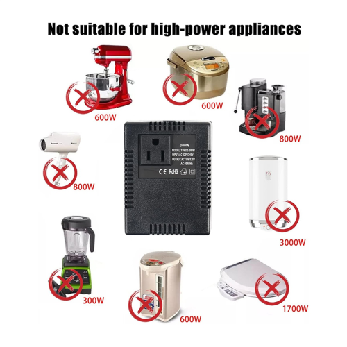 Μετασχηματιστής τάσης 300W 220V/240V σε 110V/120V, πρίζα Ηνωμένου Βασιλείου 2