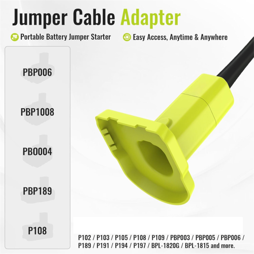 Startkableradapter til 18V batteri, 8AWG 5,9FT 1