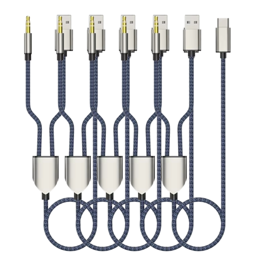 2-i-1 Type C til 3,5 mm bil-AUX-kabel HiFi-headset-lydkabel