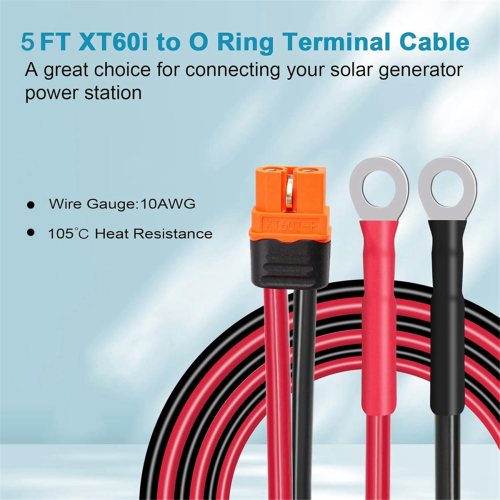 XT60i til O-ring terminalkabel 10AWG hun- til O-ring stik 1