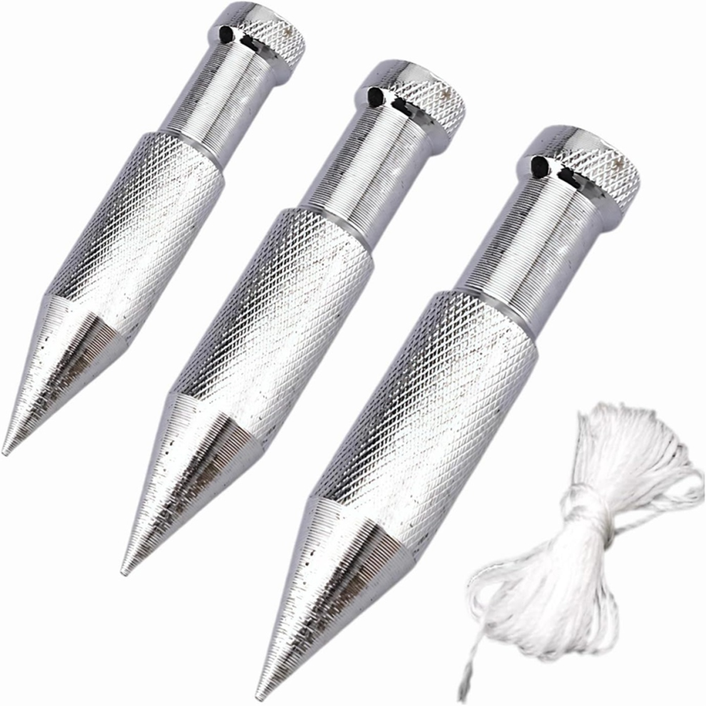 3Pcs Plumb Bob With String, Steel Plumb Bob3pcs Plumb Bob 4851555646788