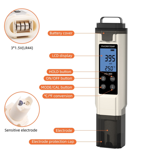 -300 Wassertester PH ORP Temperaturmessgerät 1