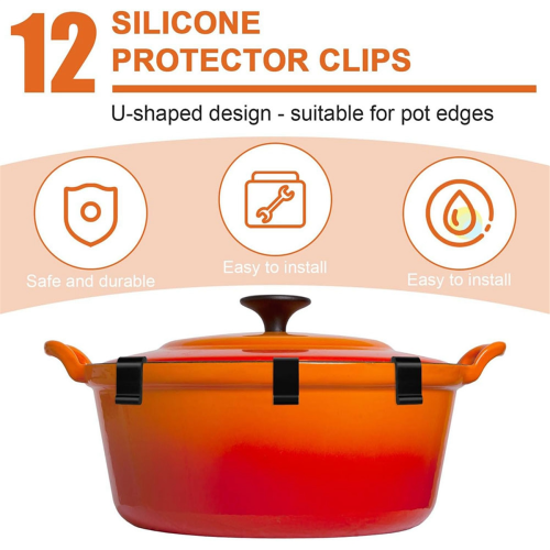 12pcs Dutch Oven Lid Protector Clips Silicone Cookware Black 2