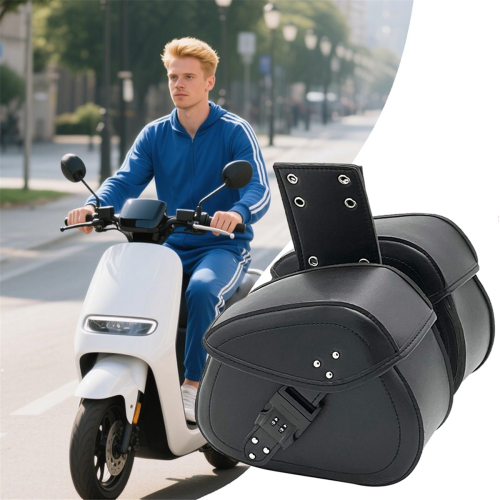 Password Lock Motorcycle Saddlebags Side Tool Storage Saddle Bags 1