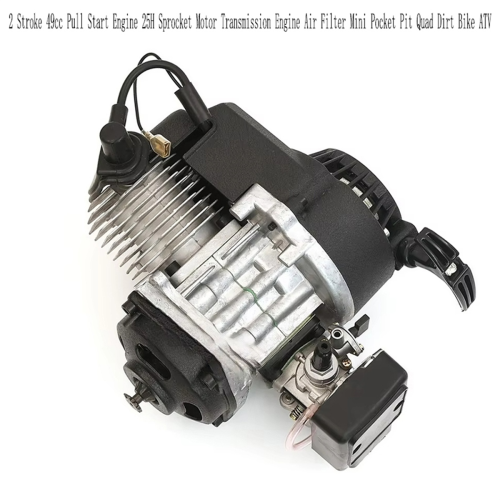 2 Stroke 49cc Pull Start Engine 25H Sprocket Motor Black 1