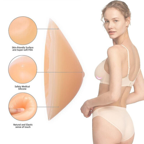 2 Pack Silicone Breast Form Triangle Mastectomy Prosthesis Bra Pad Enhancer NkS Tw 1