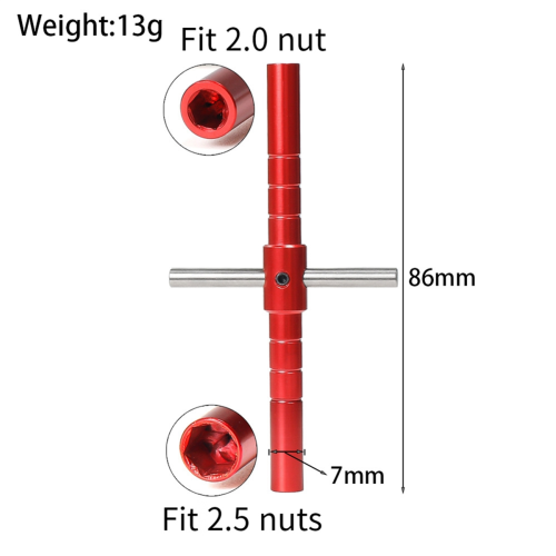 2.0 2.5 Nut Hexagon Socket Tool for 1/18 1/24 RC Crawler Car Black 2