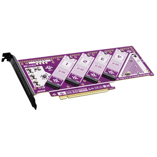 PCIE 5.0 til M.2 NVMe fire-disk udvidelseskort til Windows/MacOS/Linux