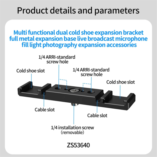 Dual Cold Shoe Mount Bracket 1/4 Arca for DSLR Camera A 1