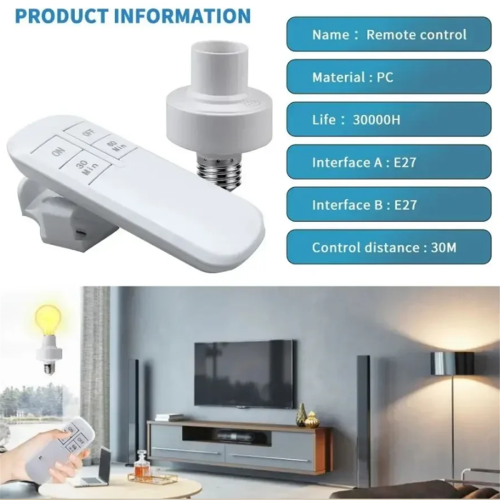 Wireless Remote Control Lamp Holder Timer Switch LED Light 2