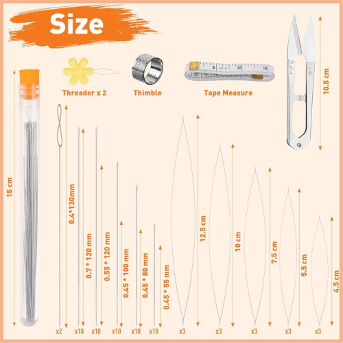 74 Pcs Beading Needles Set for Jewelry Making Various Sizes 2