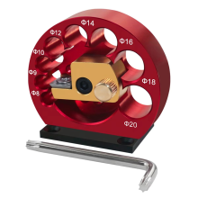 Gabarito para fazer cavilhas ajustáveis de 8 furos de 8 mm a 20 mm