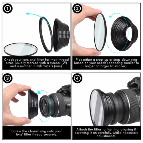 18 Stück Filter Step Up Ringe Adapter Hohe Qualität 2