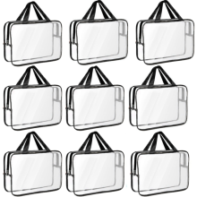Pacote com 9 sacos para guardar brinquedos com etiquetas, grandes bolsas transparentes com zíper