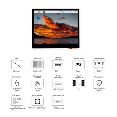 3.5inch LCD Capacitive Touch Screen for 640x480 2