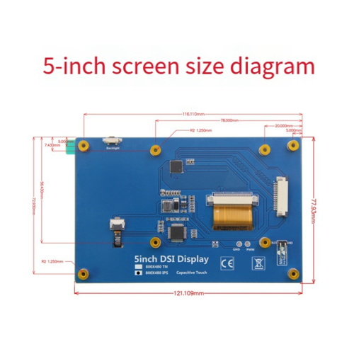 Til 5-tommer LCD-skærm 800x480 MIPI DPI-grænseflade 2
