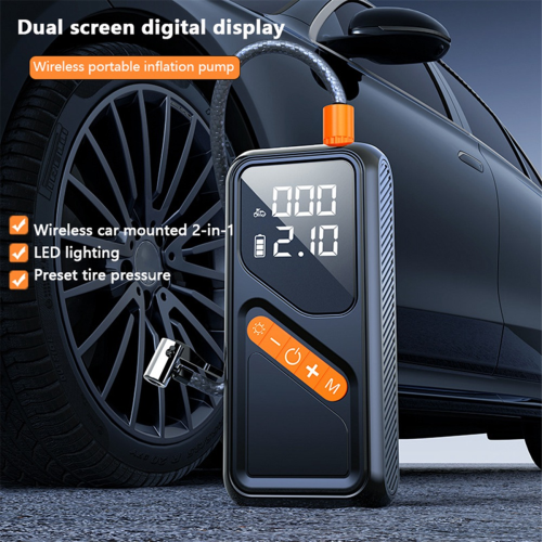 Bomba de enchimento de pneus sem fio com tela LED dupla e parada automática 2