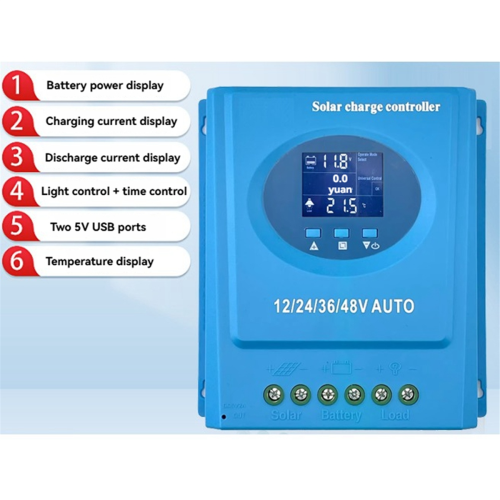 MPPT solcelleladningsregulator 120A 12V-48V Auto LCD 1