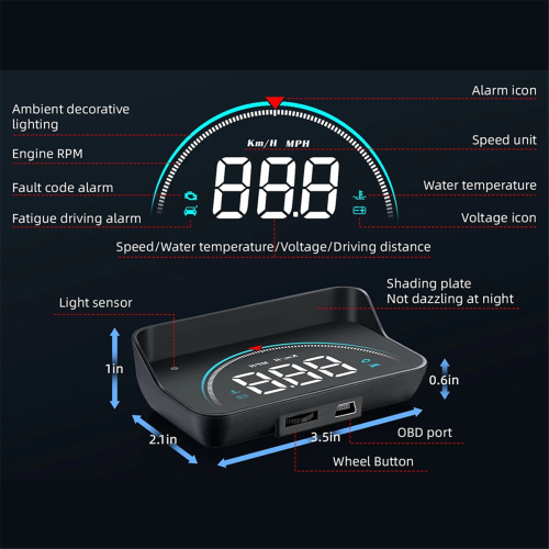 Προβολέας παρμπρίζ αυτοκινήτου HUD Head Up Display OBD Speedometer 1