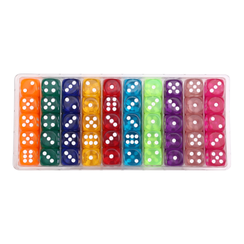 Set di dadi da gioco standard in acrilico da 100 pezzi, 14 mm, 6 lati