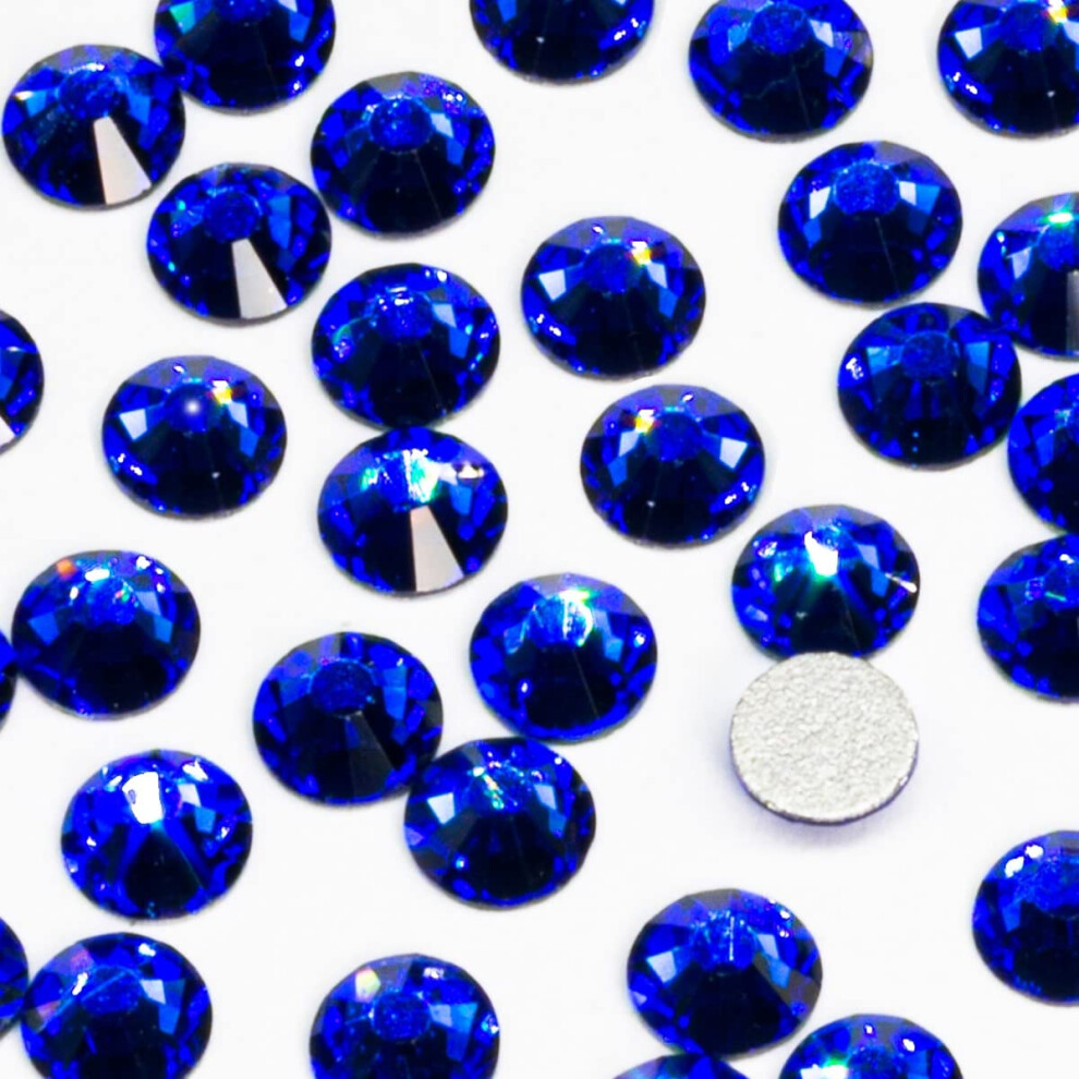 Qiipii 400Pcs Ss30 Royal Blue Nail Rhinestones Bulk Crystal Sapphire Nail Art 6Mm Nail Charms Flatback K9 Glass Gems Beads Stones Diamonds Glue Fix Fo
