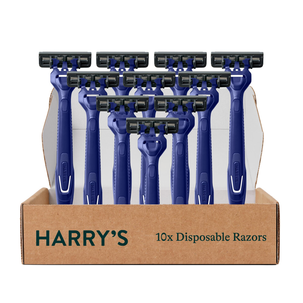 Harry's Men's Disposable Razors 3-Blade Razors with Lubricating Strip and Pivoting Head 10 count(Pack of 1)-image-OPC-PJNR9JF-NEW
