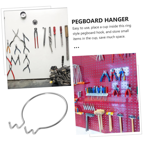 Pegboard Cup Holder Hooks 10pcs Heavy Duty Metal Hooks Ring Design 2