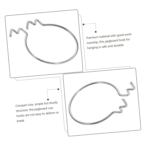 Pegboard Cup Holder Hooks 10pcs Heavy Duty Metal Hooks Ring Design 1