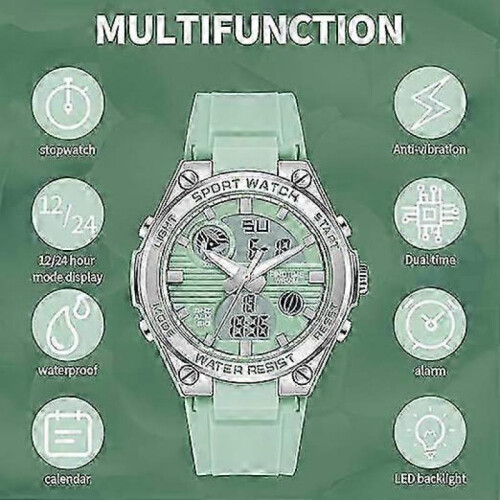 "Women's watch with silicone strap, 5 ATM waterproof digital watch" e 1