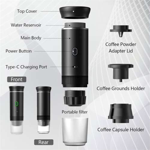 Electric Portable Espresso Coffee Machine Camping Coffee Maker White 1