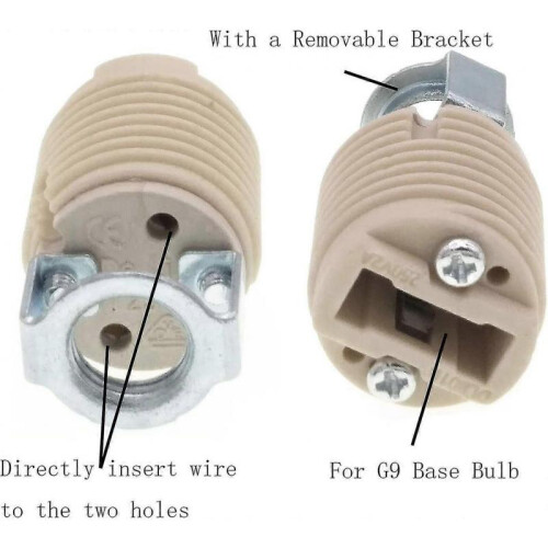 Pack G9 Lamp Holder with Bracket, Ceramic Threaded G9 Halogen Socket 1