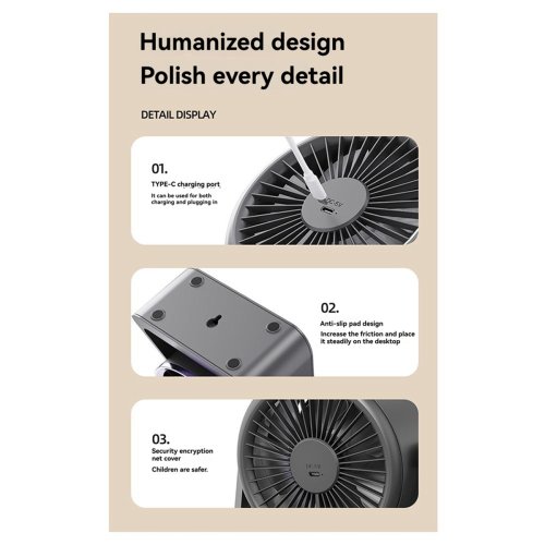 Desktop Circulating Fan Large Capacity Rechargeable Mini Table Fan 1