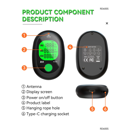 RD600S Electromagnetic Radiation Tester Portable Handheld 1